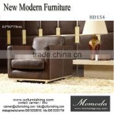 HD154 full cow leather solid wood frame high seat leisure single arm chair sofa