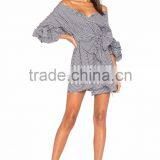 Long Puff Sleeve Wrap Dress Latest Bow Tie Design Fashion Boutique Dress thumbnail-2