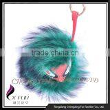 CX-R-48M China Wholesale Red Raccoon Fur Keychain With Fur Pompon thumbnail-6