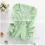High Quality 100%cooton Kids Clothes Green Gingham Bubble Wholesale Newborn Baby Clothes Romper thumbnail-2