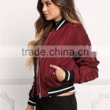 MGOO Foshan Manfuacturer Wine Red Polyester Bomber Jackets Zip Up Custom Back Print Winter Coat With Padded thumbnail-6