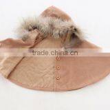 Latest Western Winter Children Girls Faux Fur Hooded Cape Poncho thumbnail-4
