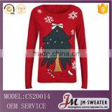 Christmas Red Color Pullover Hooded Sweater For Women thumbnail-1