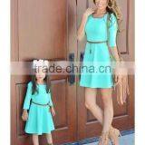 2017 Hot Selling Mother And Daughter Matching Dresses Girls Mint Green Long Sleeve Fall Dress