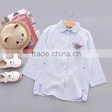 S33426W School Girl Blouse Cotton Striped Embroidery Cartoon Shirts Blouse thumbnail-3