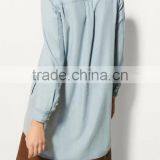 Runwaylover EY2336B Ladies Long Style Fashion Washed Denim Blouse thumbnail-4