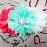 NEW ARRIVAL Baby Chiffon Flower Headbands Elastic, Pearl Headband Rhinestoned thumbnail-3