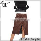 2017 OEM Spring Elegant Snap Wrap Midi Faux Leather Skirt thumbnail-1