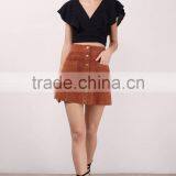 2017 Latest Fashion Design Lady Clothing Summer Black Ruffle Sleeve Top thumbnail-3