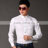 White & Pink Color Slim Fit Pattern Chinese Stand Collar Shirt for Business Man thumbnail-2