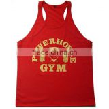 custom gold Printed on front gym tank top in bluk