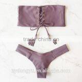 Purple Drawstring Halter Swimwear Bikini/moje Fancy Bikini Swimwear/ Fancy Bikini Set Swimwear Beachwear thumbnail-2