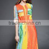 Summer Womens Fashion Casual Long Chiffon Maxi Dresses Lasies Short Sleeve Multi-Color Printed Dress thumbnail-6