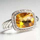 Sterling Silver Jewelry 8x10mm Citrine Noblesse Ring(R-038)