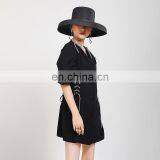 TWOTWINSTYLE Bandage Women's Dress Cross V Neck Puff Short Sleeve Patchwork Bowknot Mini Dresses thumbnail-5