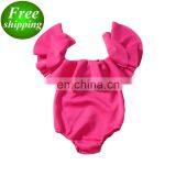 2019 Summer Newborn Baby Girl Sunsuit Solid Organic Cotton Infant Bodysuit Ruffle Baby Girl Romper Free Ship thumbnail-1