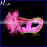 Party Mask, Venetian Mask, Halloween Mask With Purple Feather Flower SC072 thumbnail-3