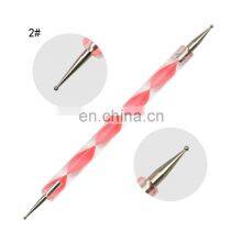 5Pcs/Set Pink Double-Ended Design Set Spiral Marble Pattern Point Dotting Pen Drawing Double Sided Nail Care Manicure Tool File thumbnail-4