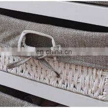 Wooden Sitting Storage Bench With Basket Drawers & Seat Cushion for Shoe Cabinet thumbnail-3