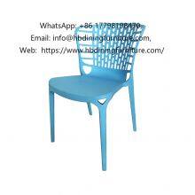 One-piece All-plastic Backrest Blue Chair thumbnail-1