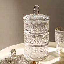 Sunflower Jar Christmas Brown Wedding Decoration 450ml GEO Cut Glass Candle Jar