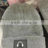 MUSIC Earphone Leather Applique Embroidery Beanie Cap for Man Women thumbnail-4