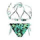 Green Leaf Sexy Women Digital Print Bikini Set thumbnail-3
