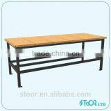 Indoor veneer plywood steel wood black power coat bench