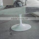 Modern Fiberglass Base and White Marble Top Oval Tulip Table thumbnail-5