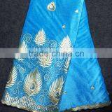 Classical Design Bule Color Indian Velvet Lace Fabric for Dress thumbnail-1