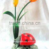 Polyresin Animal With Flower Solar Light For Garden Decoration Craft