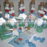 Custom Made Glass Bottle Wedding Invitations With Custom Printed Names of Guests Made With Blue Sands and Shells, Wedding Invite thumbnail-1