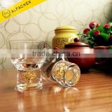 3D Gold Foil Filled on the Bottom Sake Custom Shiny Clear Glass Small Cups
