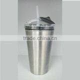 16oz Stainless Steel Travel Mug With Straw