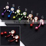 Fashion Stainless Steel Colorful Crystal Body Piercing Jewelry thumbnail-4
