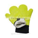 Green Silicone Oven Mitts Quilted Liner Extra Long Design Set of 2 Gloves thumbnail-3