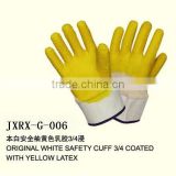 Original white safety cuff 3/4 coated with yellow latex