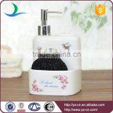 Square Flower and Birds Pattern Ceramic Soap Dispenser Liquid thumbnail-1