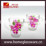 glass manufactory supply hand-painted emboss drinking glass mug, tea cup