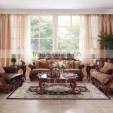 French Style Luxury Home Furniture Wooden Sectional Sofa/Leather Handmade Curved 4+3+2+1 Living Room Sofa Set thumbnail-1