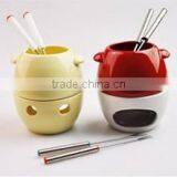 Ceramic Oval Shape Fondue Set With Forks thumbnail-1