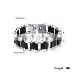 Modern Sleek Silicone Mens Bracelet 316L Stainless Steel Motocycle Biker Bicycle Chain Link Bracelets thumbnail-5