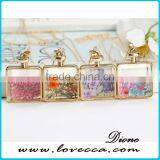 Cheap Golden Plated Alloy Chain Glass Heart Pendant Dry Flower Necklace thumbnail-6