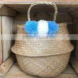Small Pompom Seagrass Belly Basket thumbnail-5