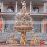 Stone Garden Fountain With Roman and Horse Statue thumbnail-1
