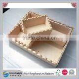 Carved Cheap Set of 4 Unfinished Wooden Candy Tray for Sale thumbnail-1