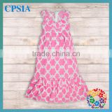 Pink Flower Girl Dress 2014 New Arrival Kids Clothes Cotton Long Ruffle Baby Girl Summer Dress