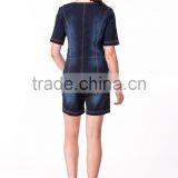New Fashion Designs Sweet Hear Neckline Women Denim Jumpsuit thumbnail-3
