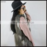 Artificial Fur Gilet Open Front Womens Light Brown Faux Fur Vest