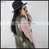 Artificial Fur Gilet Open Front Womens Light Brown Faux Fur Vest thumbnail-1